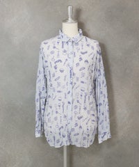 総柄ワッシャーブラウス（ブルー）