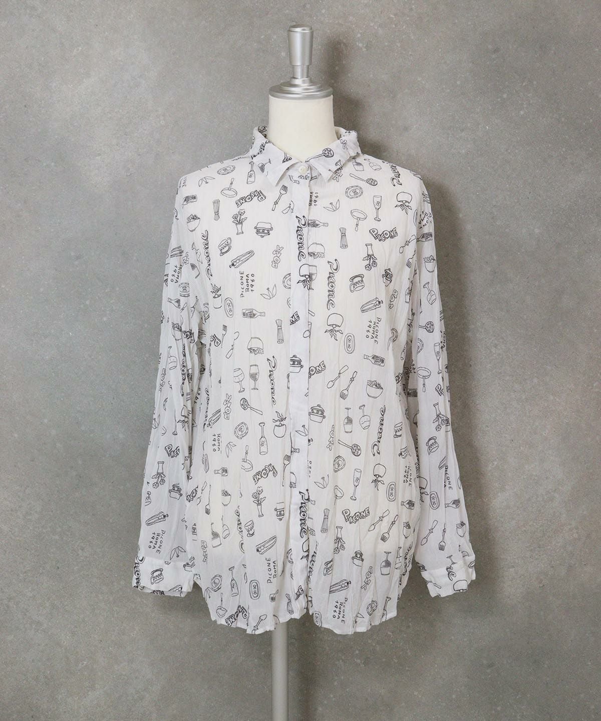 総柄ワッシャーブラウス（ライトグレー）