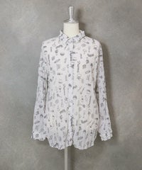 総柄ワッシャーブラウス（ライトグレー）