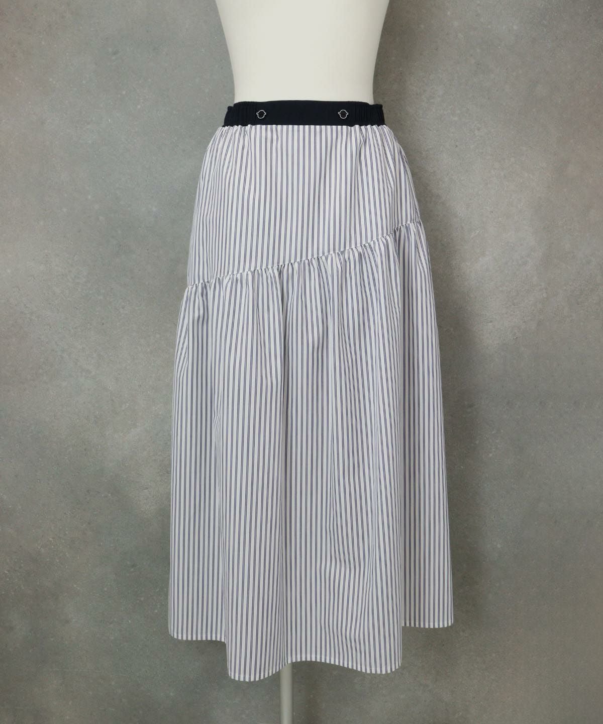 ストライプギャザースカート（ホワイト）