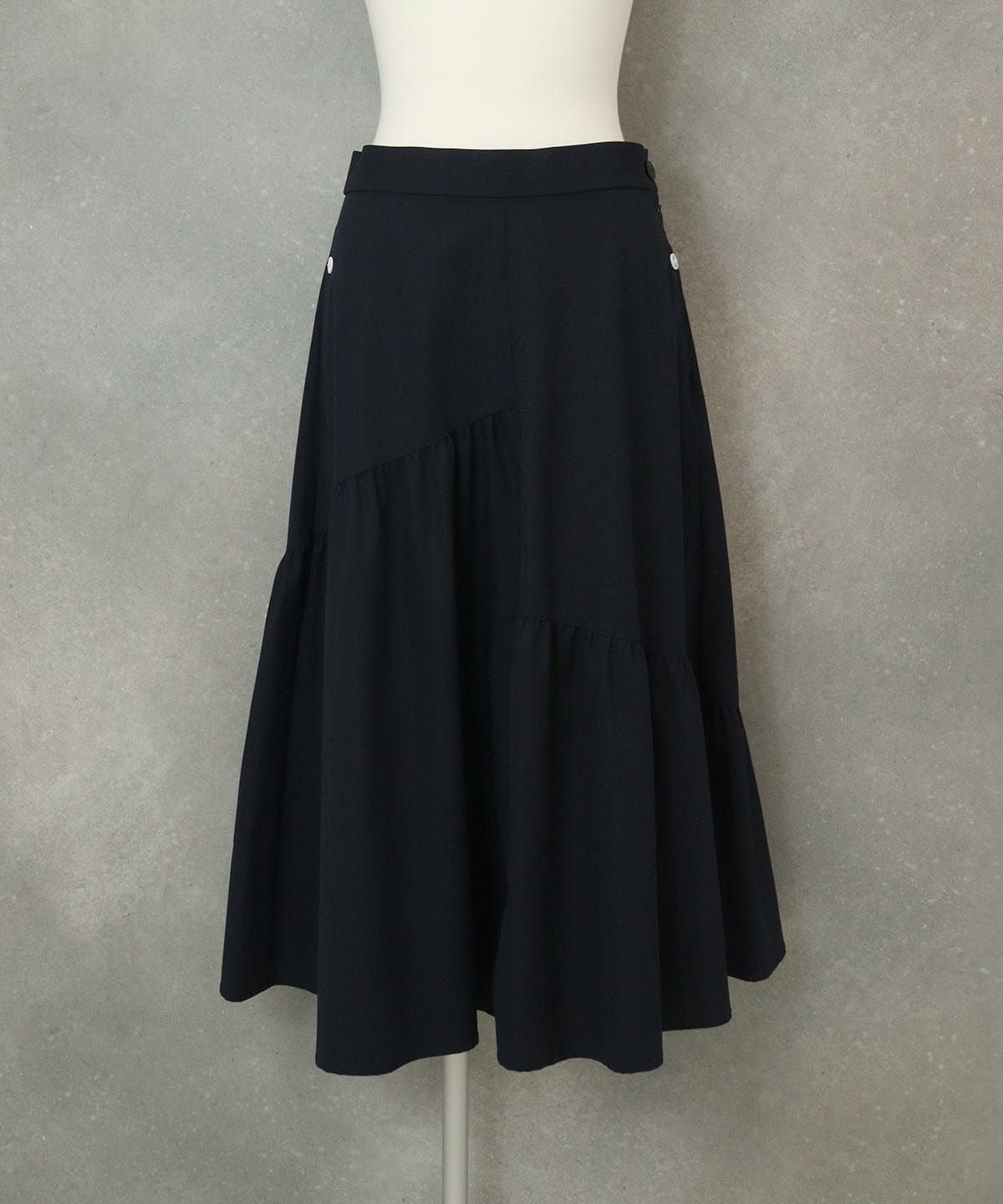 UV撥水ギャザー切替スカート（ネイビー）