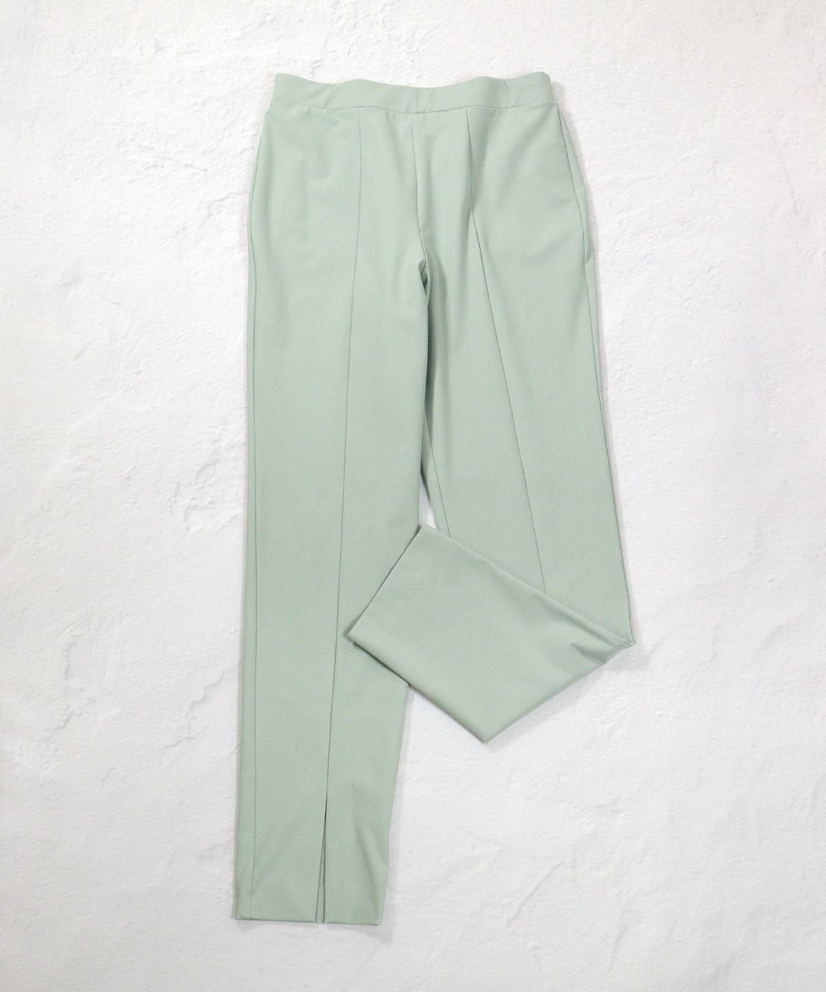 UV冷感裾スリットパンツ（ライトグリーン）