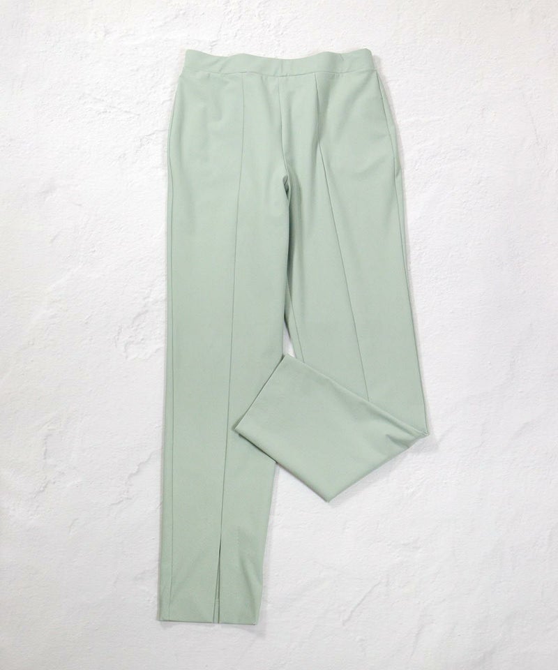 UV冷感裾スリットパンツ（ライトグリーン）