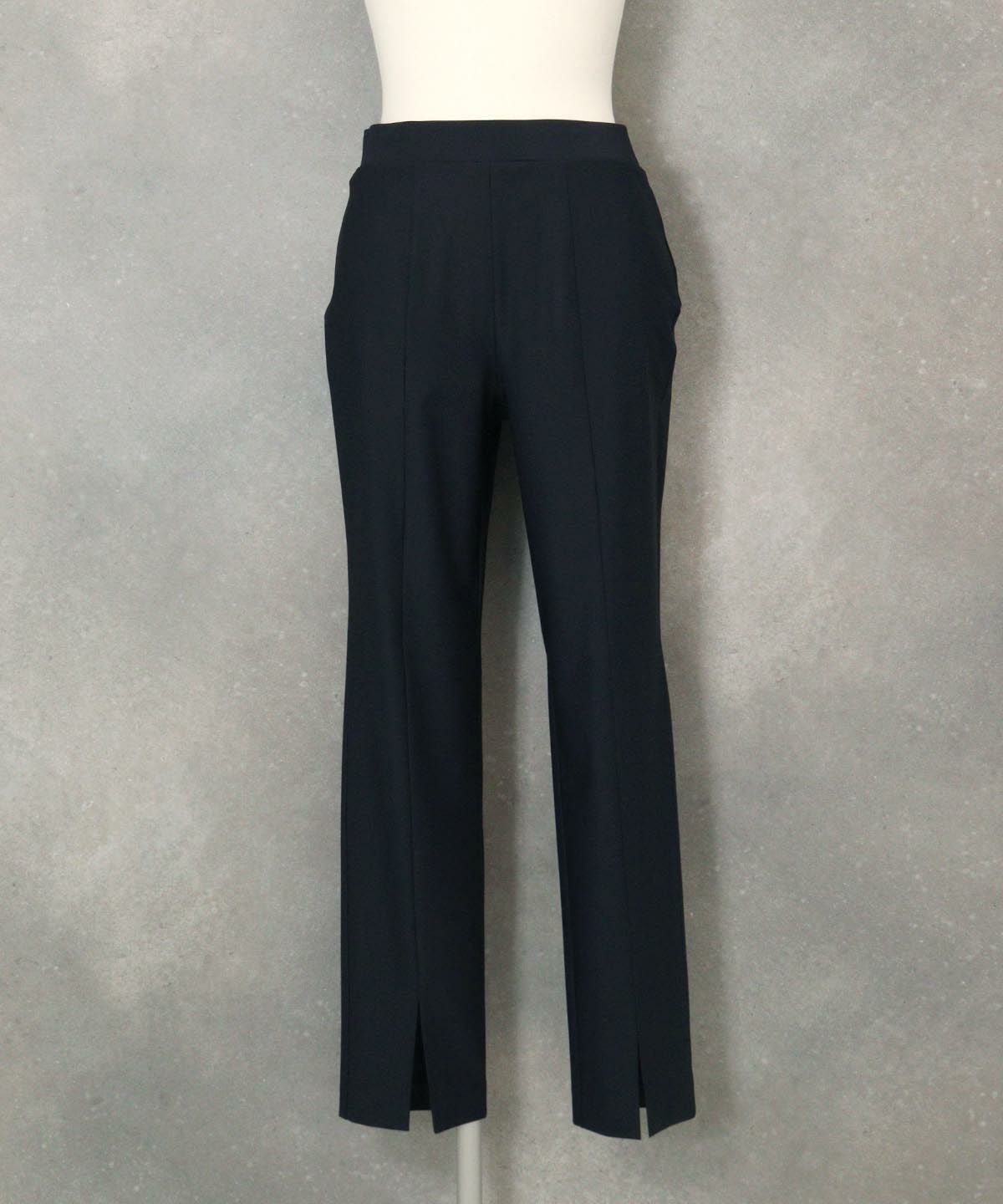 UV冷感裾スリットパンツ（ブラック）