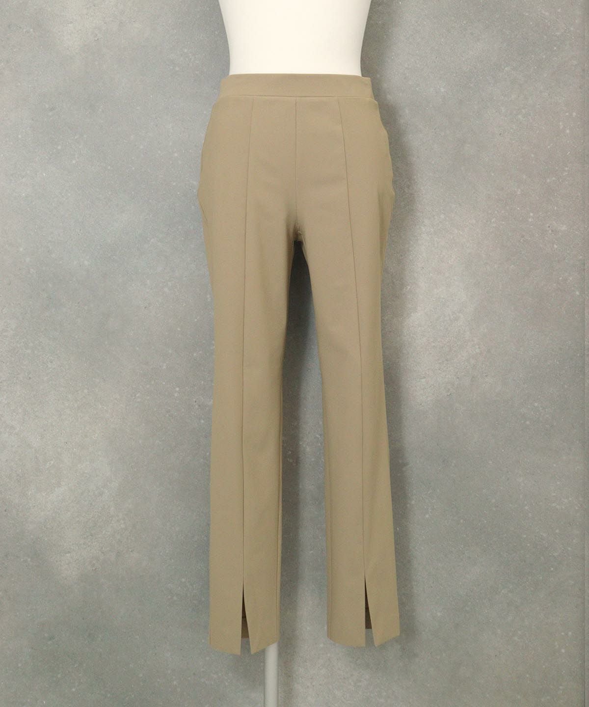 UV冷感裾スリットパンツ（ベージュ）