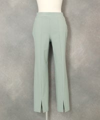 UV冷感裾スリットパンツ後ろ（ライトグリーン）