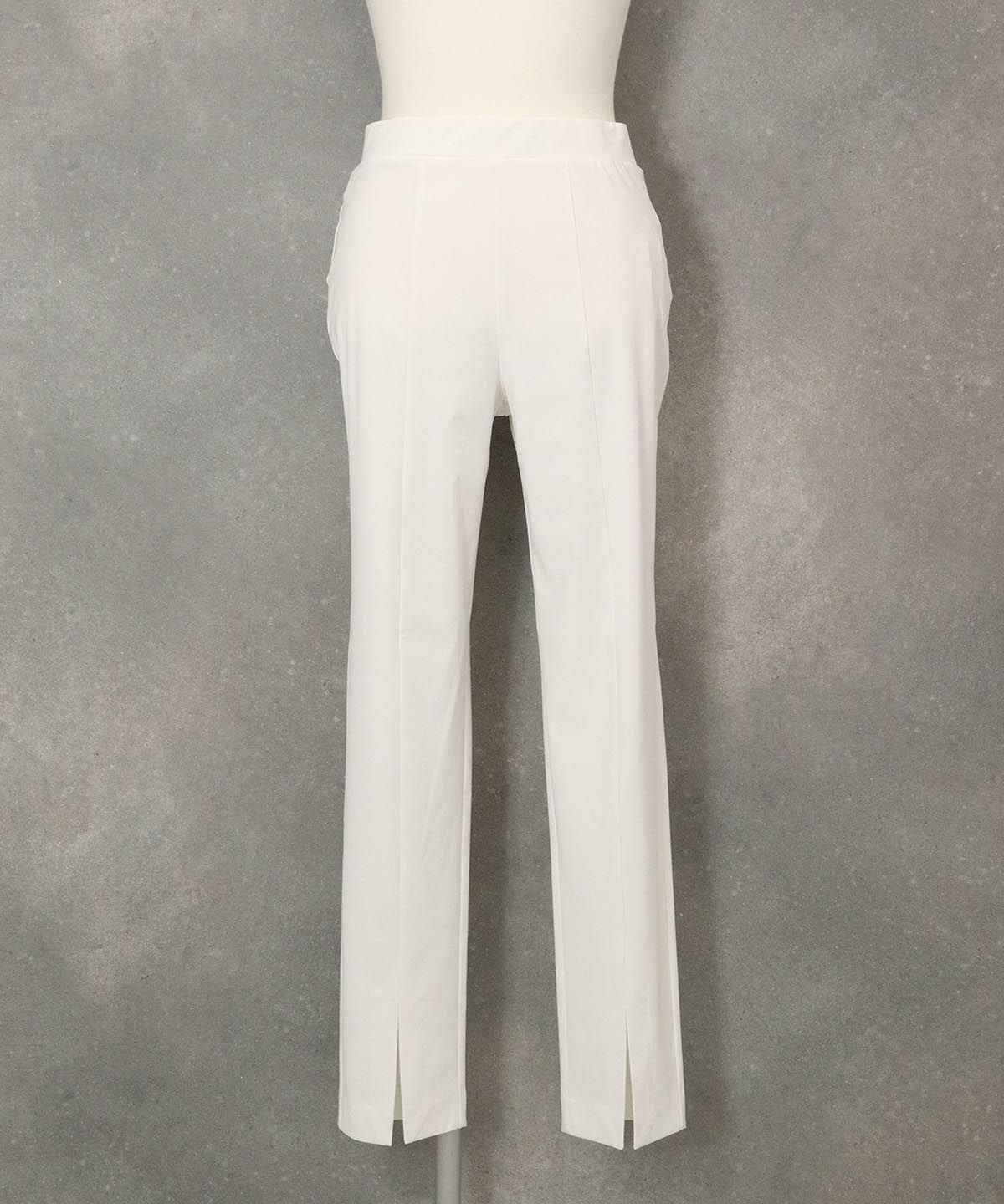 UV冷感裾スリットパンツ（ホワイト）