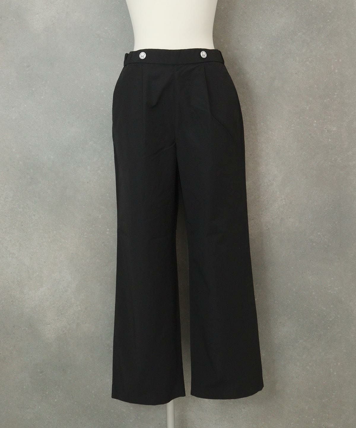 コットン混撥水ワイドパンツ （ブラック）