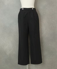 コットン混撥水ワイドパンツ （ブラック）