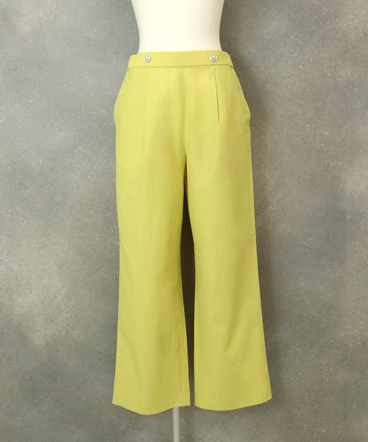 コットン混撥水ワイドパンツ（イエロー）