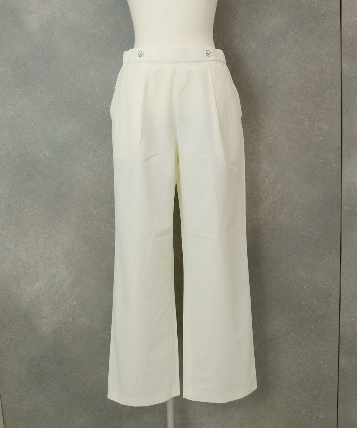 コットン混撥水ワイドパンツ（ホワイト）