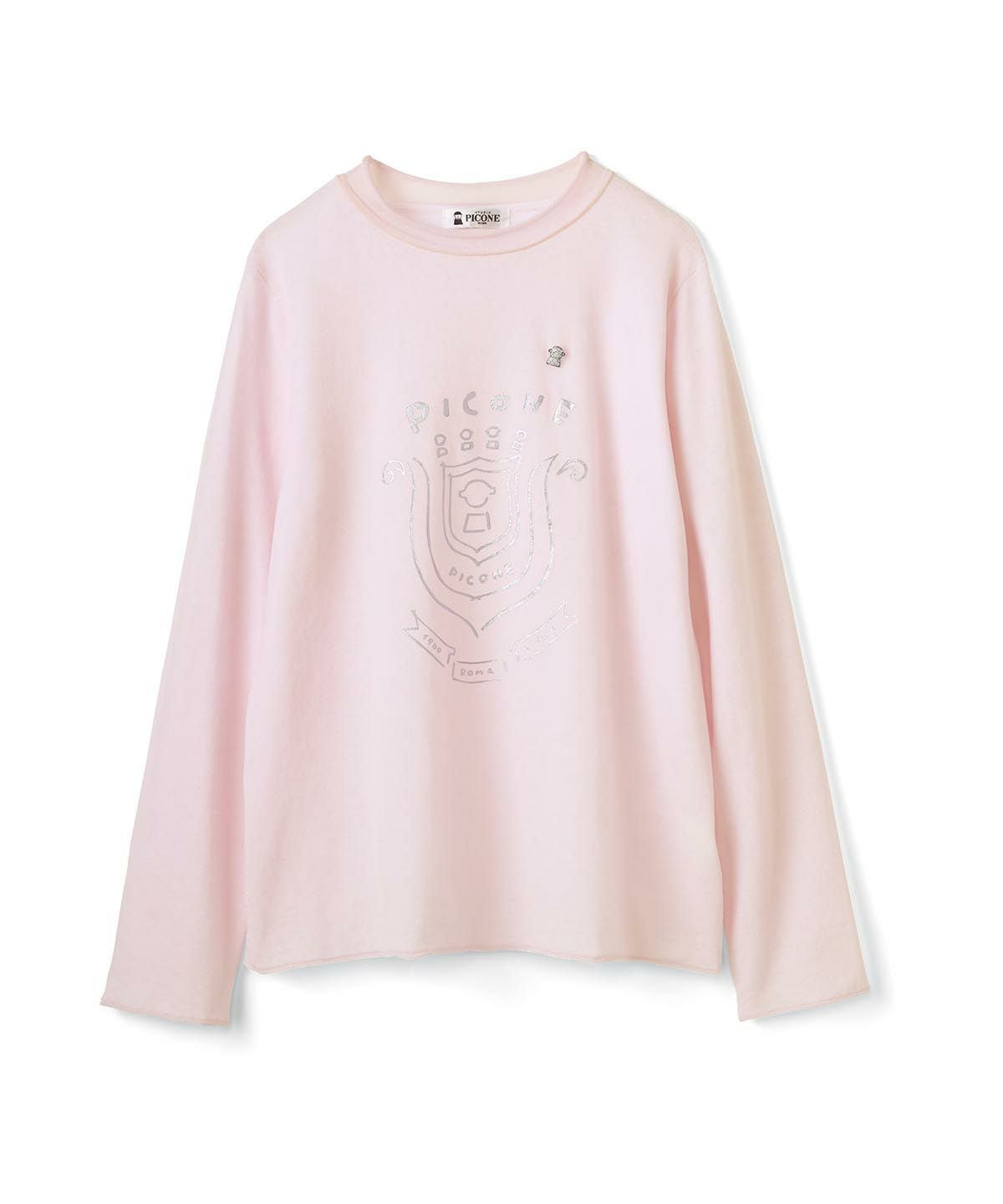 ロール衿シアーニット（ピンク）