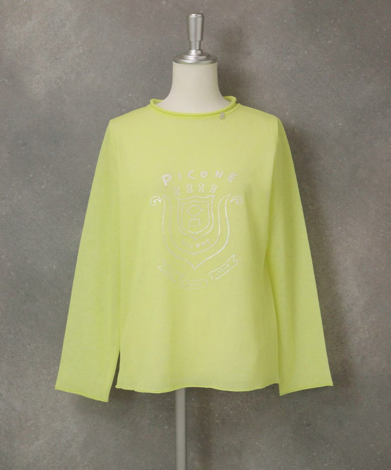 ロール衿シアーニット（イエロー）