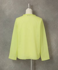 ロール衿シアーニット後（イエロー）