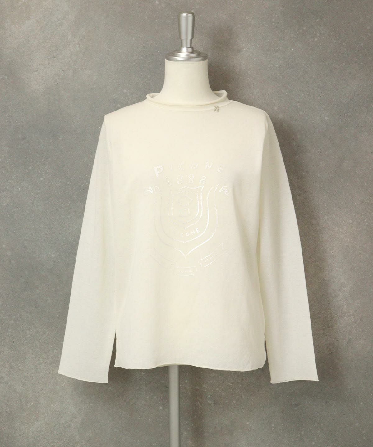 ロール衿シアーニット（ホワイト）