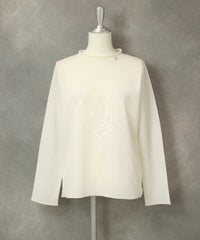 ロール衿シアーニット（ホワイト）