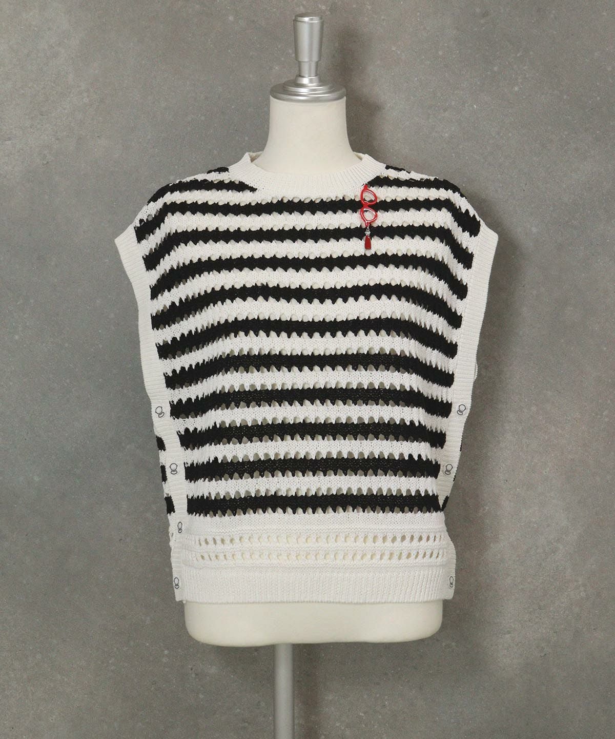 ボーダーメッシュベスト（ブラック）