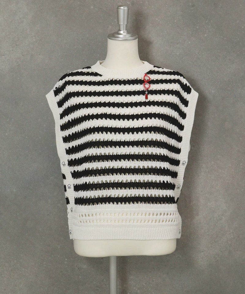 ボーダーメッシュベスト（ブラック）