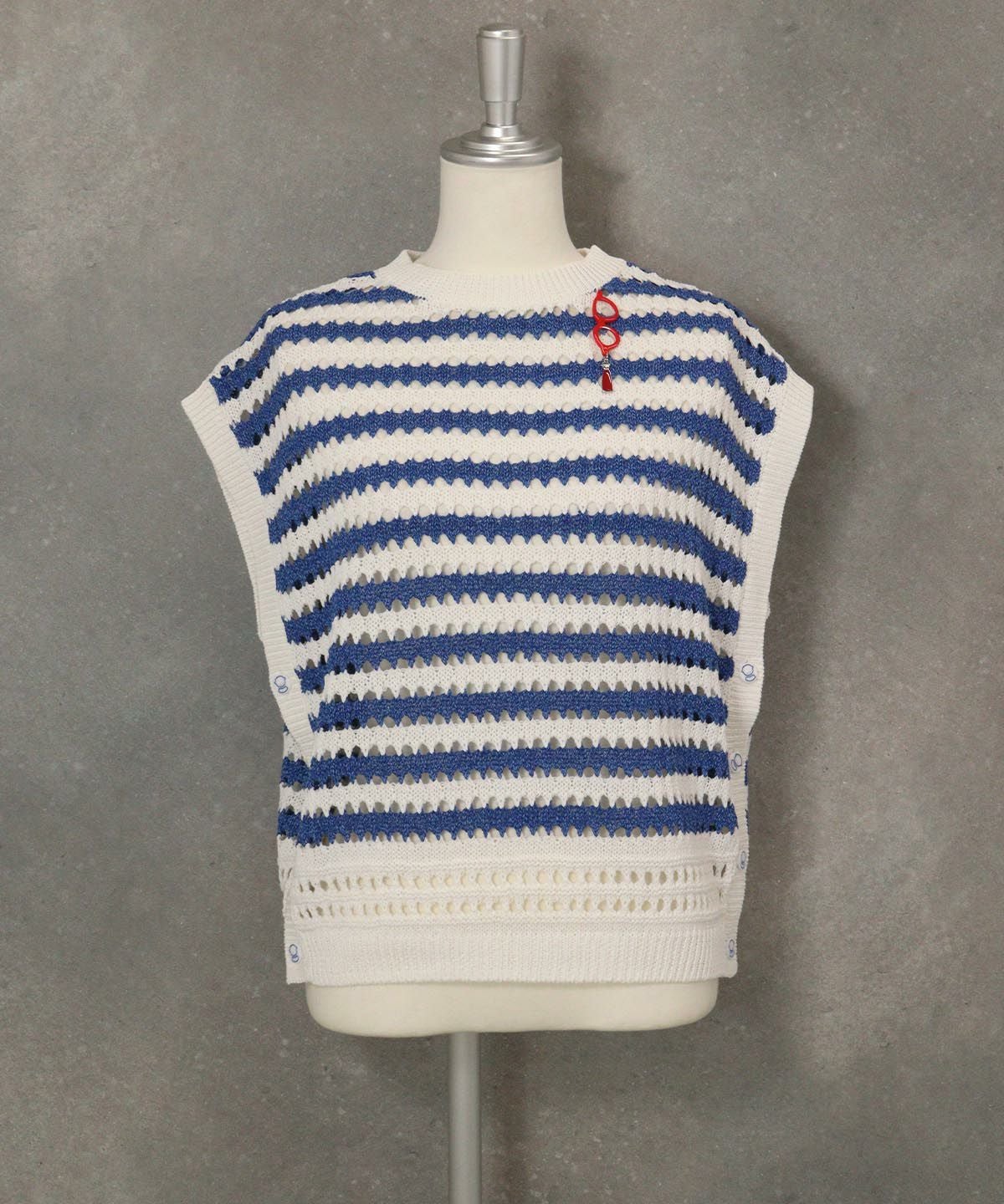 ボーダーメッシュベスト（ブルー）