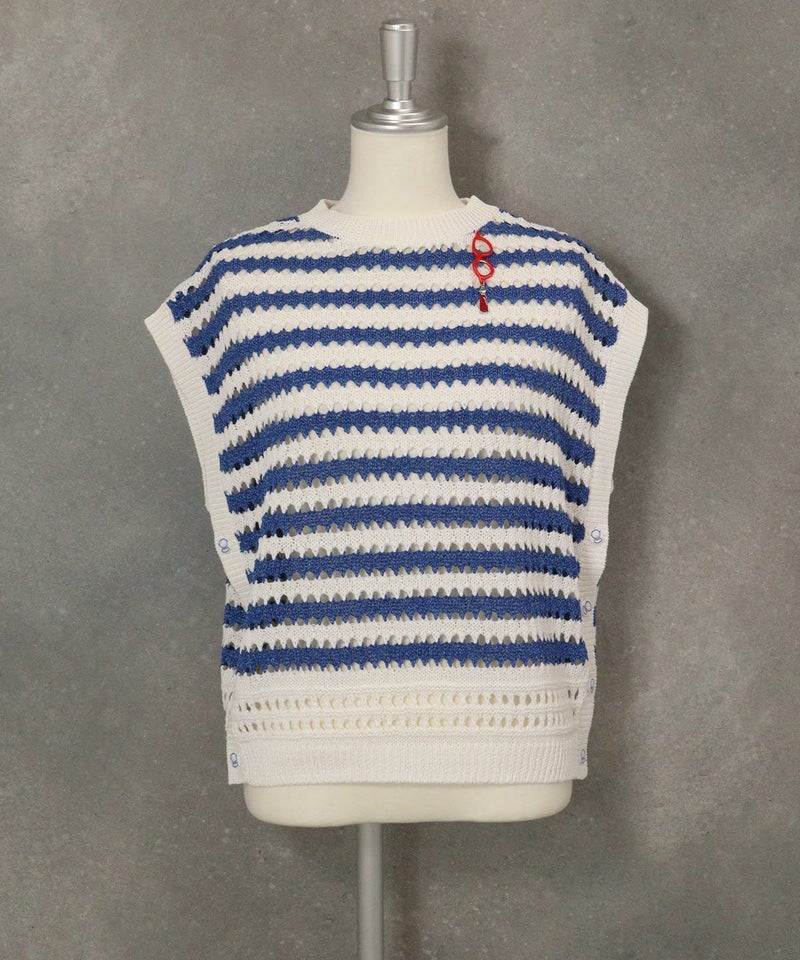 ボーダーメッシュベスト（ブルー）