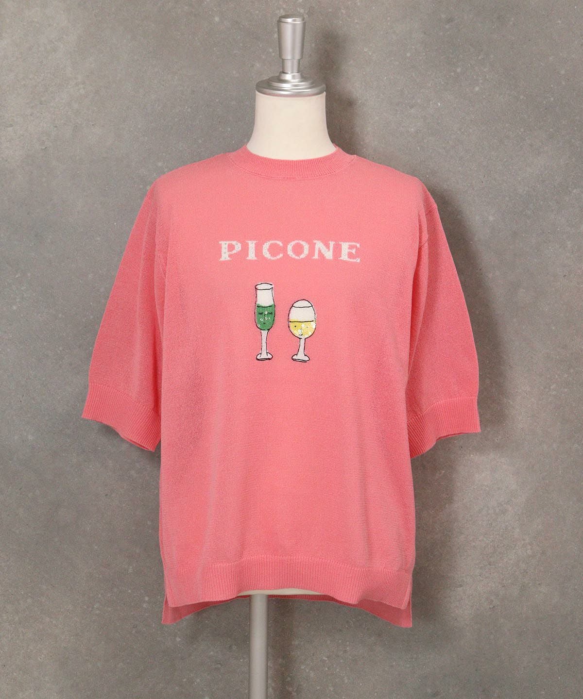 ハーフスリーブ刺繍プルオーバー（ピンク）