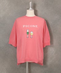 ハーフスリーブ刺繍プルオーバー（ピンク）