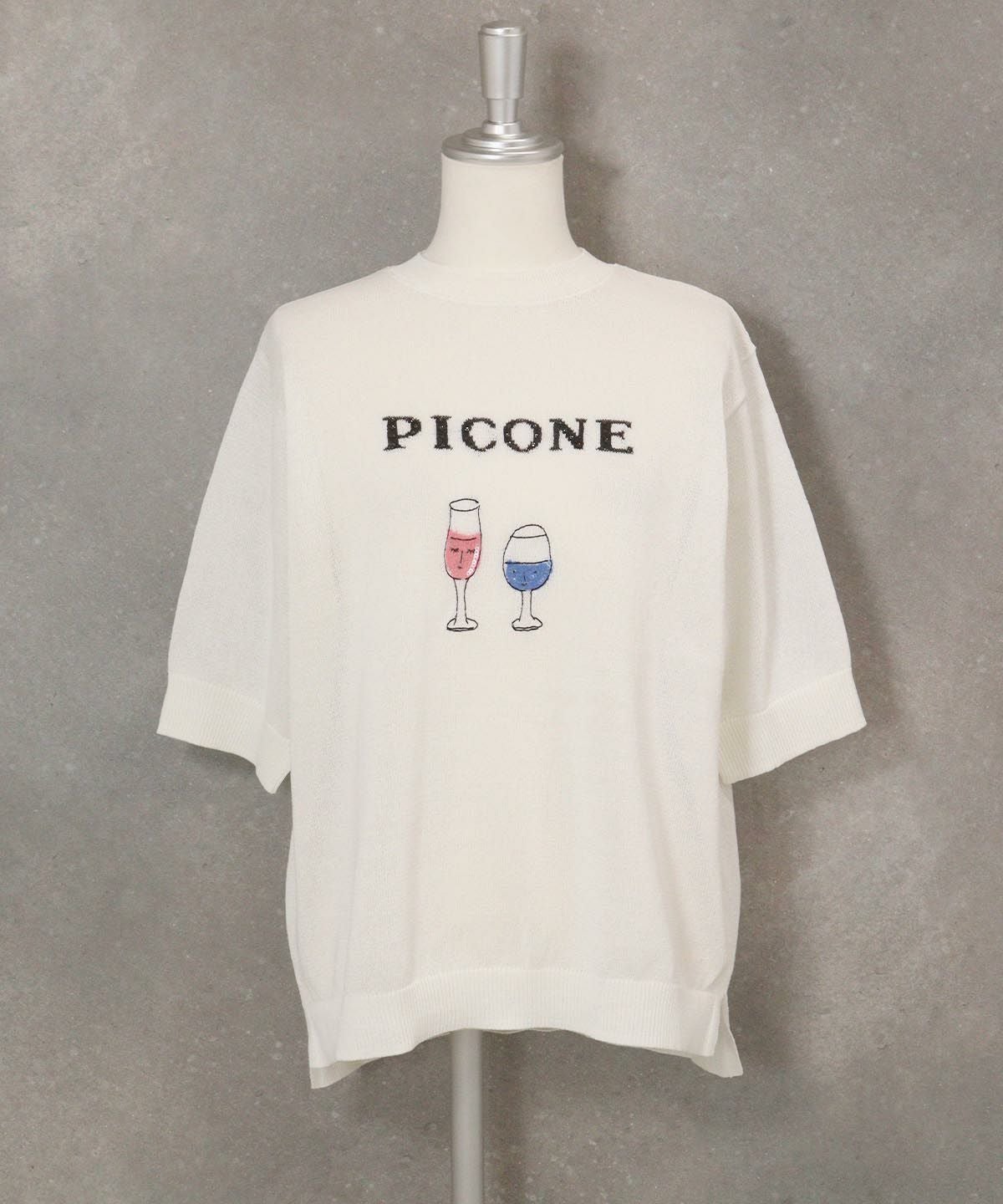 ハーフスリーブ刺繍プルオーバー（ホワイト）