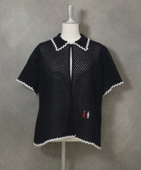 コットンメッシュカーディガン（ネイビー）