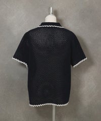 コットンメッシュカーディガン後（ネイビー）