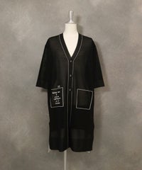 天竺編みロングカーディガン(ブラック)