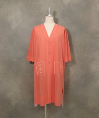 天竺編みロングカーディガン(ライトオレンジ)