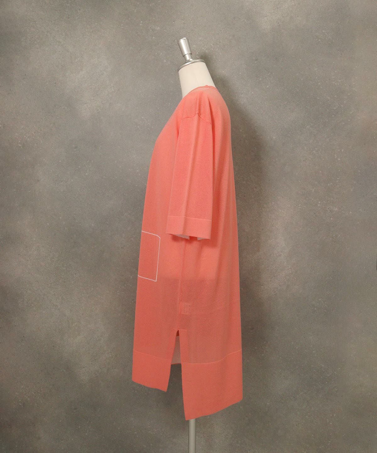 天竺編みロングカーディガン(ライトオレンジ)横