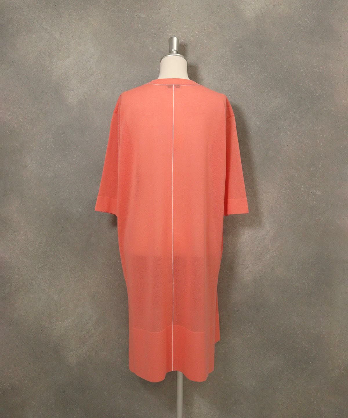 天竺編みロングカーディガン(ライトオレンジ)後ろ