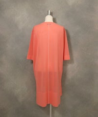 天竺編みロングカーディガン(ライトオレンジ)後ろ