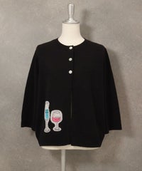 イラスト刺繍カーディガン（ブラック）