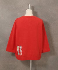 イラスト刺繍カーディガン（レッド）後ろ