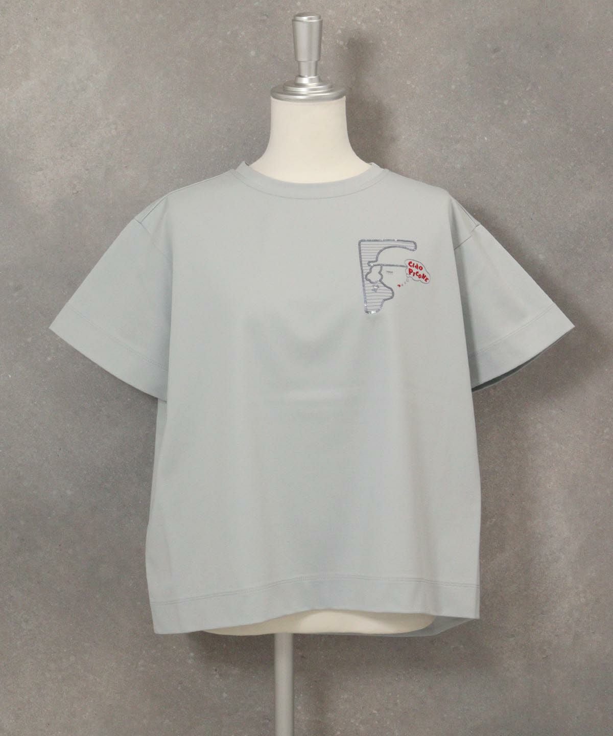 スパンコール刺繍冷感プルオーバー（グレー）