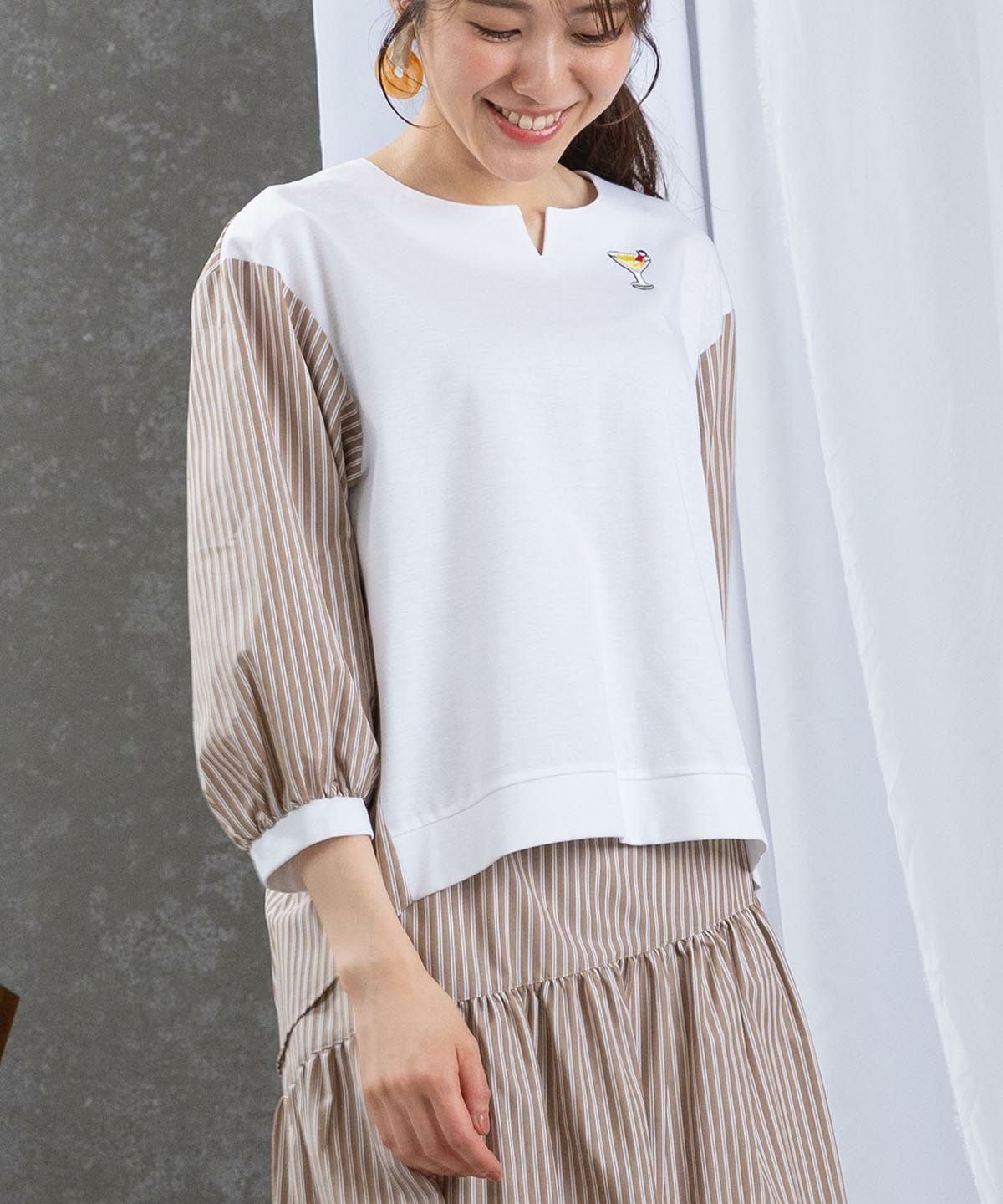 モデル着用画像（ホワイト×キャメル）