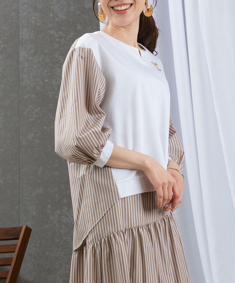 モデル着用画像（ホワイト×キャメル）