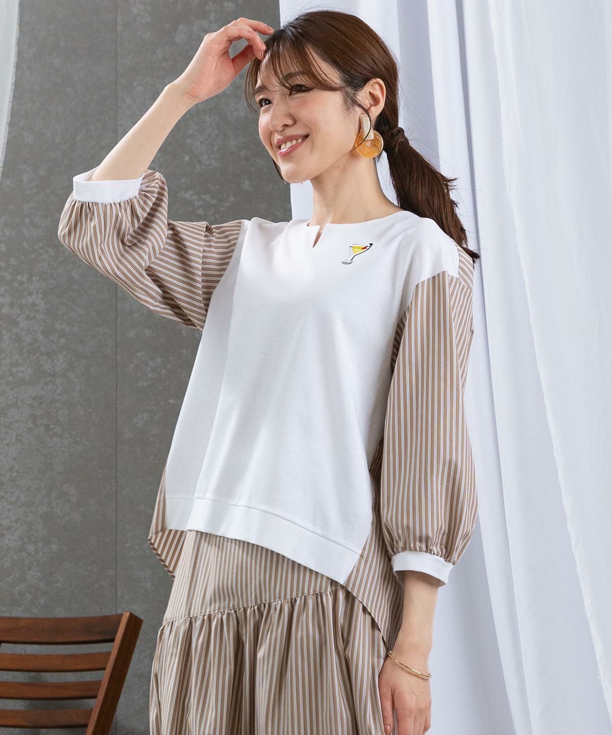 モデル着用画像（ホワイト×キャメル）