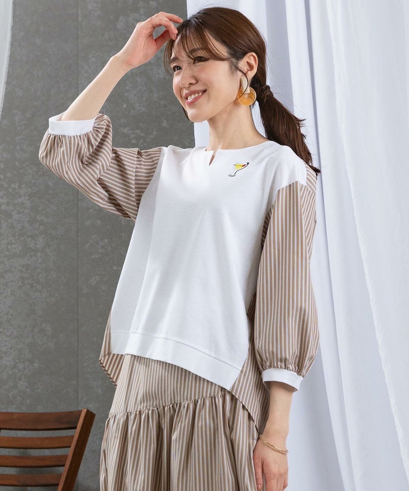 モデル着用画像（ホワイト×キャメル）