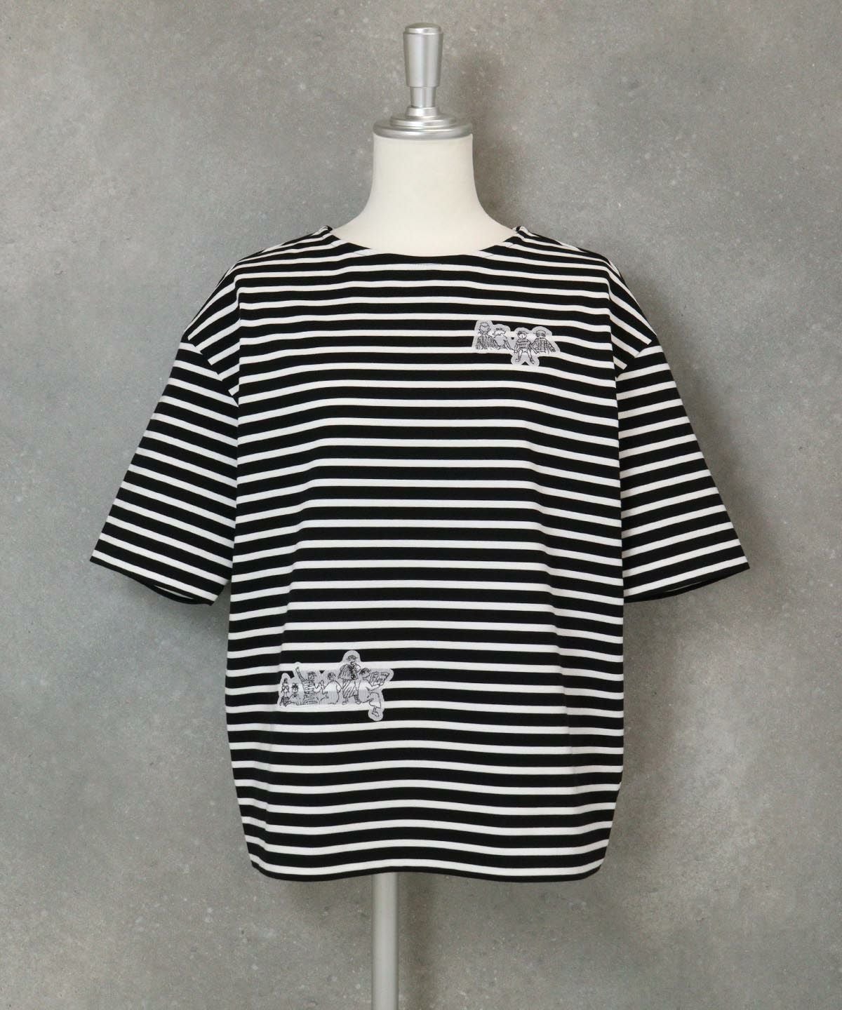 UV冷感ボーダープルオーバー(ブラック)