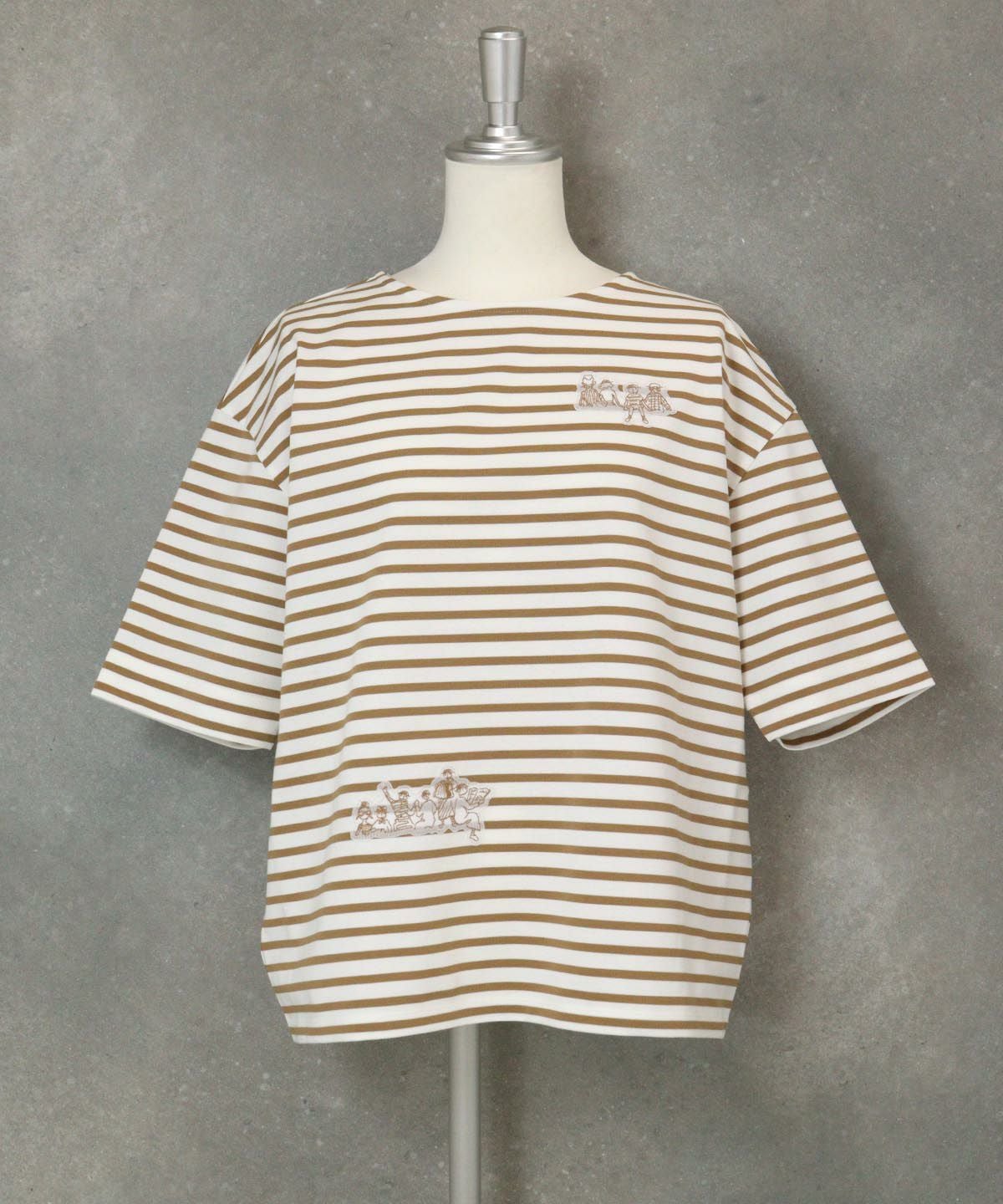 UV冷感ボーダープルオーバー(ベージュ)