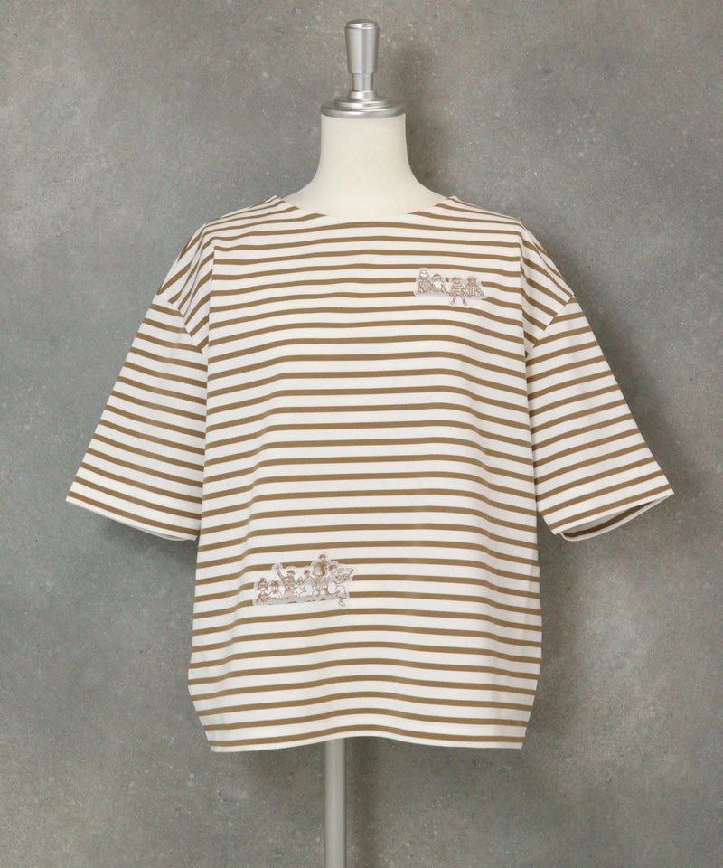 UV冷感ボーダープルオーバー(ベージュ)