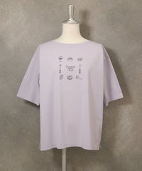 イラスト刺繍Tシャツ(ライトパープル)