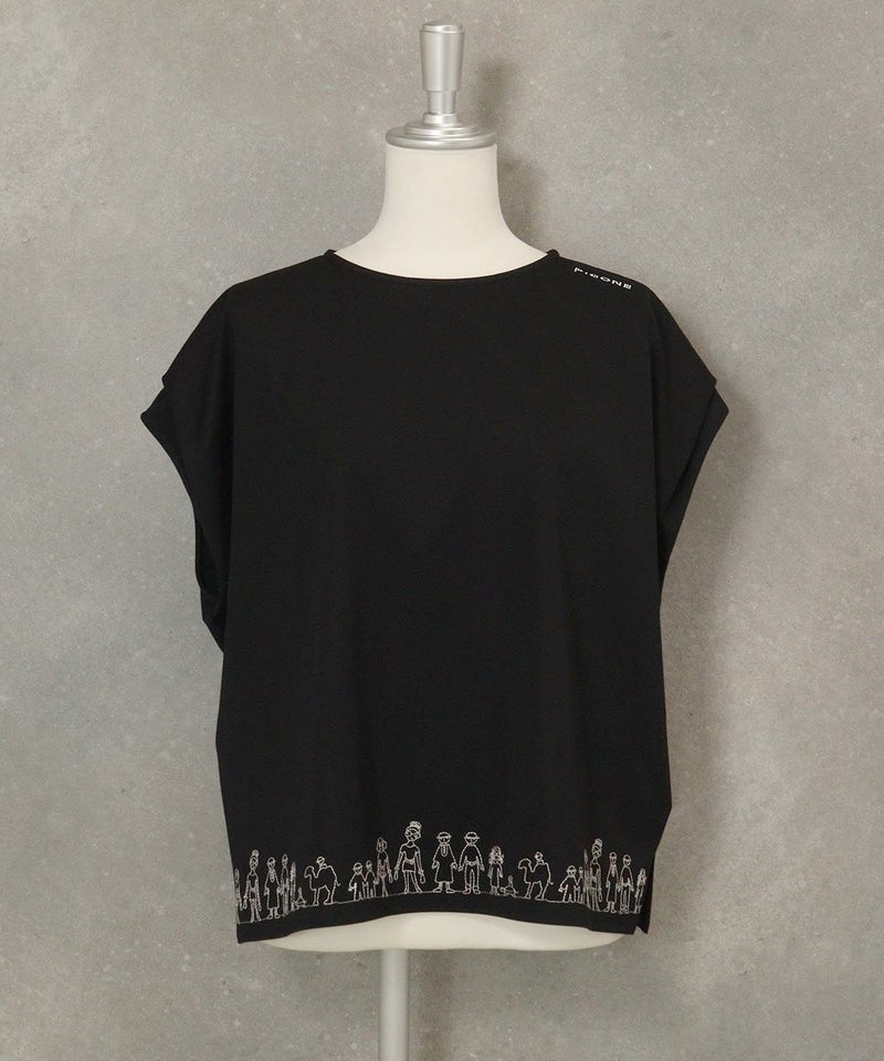 UV冷感フレンチスリーブプルオーバー(ブラック)