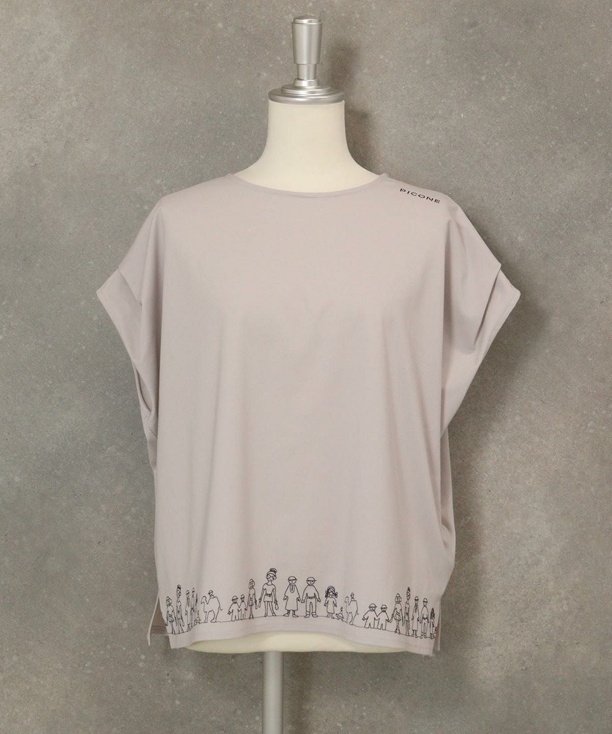 UV冷感フレンチスリーブプルオーバー(ライトグレー)