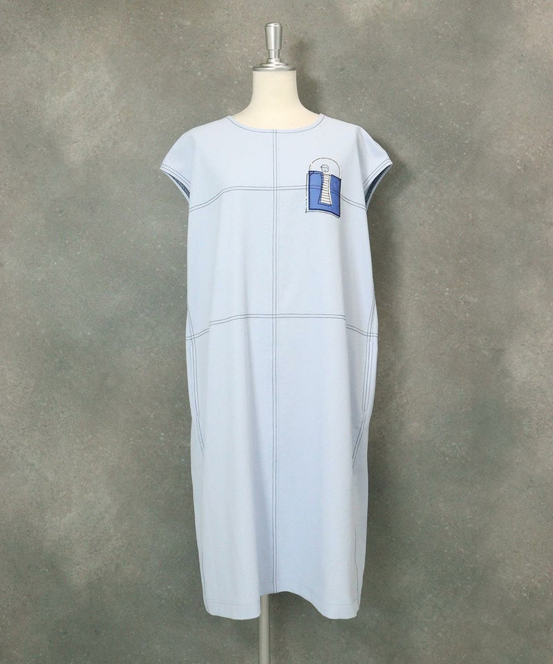 UV速乾ステッチワンピース（ライトブルー）