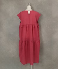 コットン100％ティアードワンピース後（ピンク）