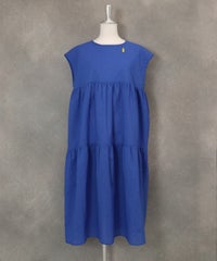 コットン100％ティアードワンピース（ブルー）